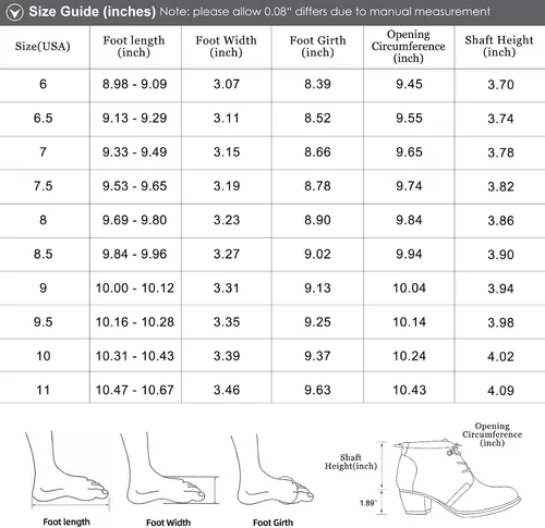 Miniatura 7 de VJH confort Botines para mujer, con cordones, punta redonda, cómodos, de tacón bajo, con cremallera lateral