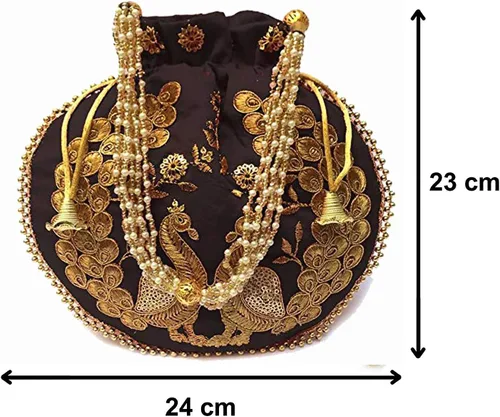 Miniatura 3 de Bolsa de terciopelo bordada para mujer, bolsa con cordón, regalo de boda dorado para mujer