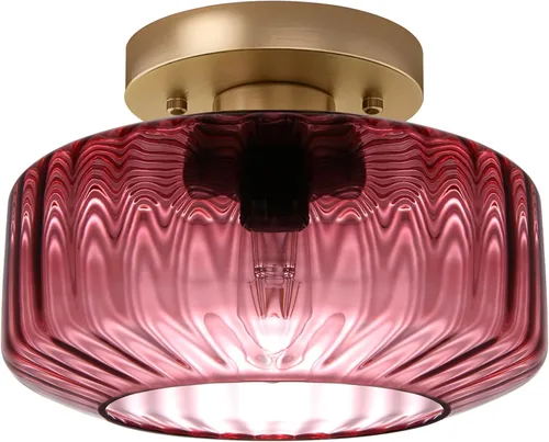 Miniatura 33 de Moderna lámpara de techo semiempotrada rosa rubor con base dorada cepillada, lámpara de dormitorio para dormitorio de niñas, guardería, pasillo