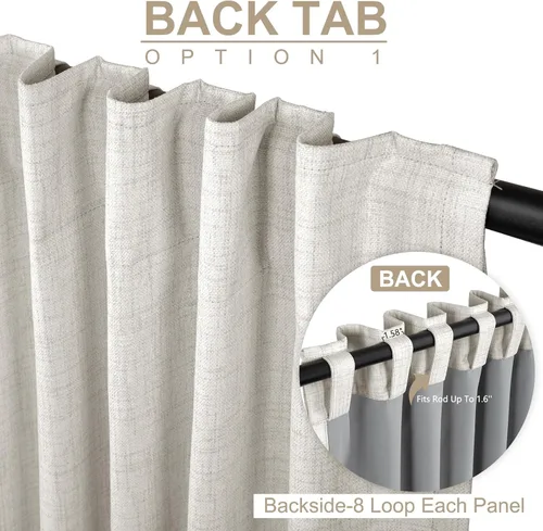 Miniatura 3 de 100% Blackout Shield - 2 cortinas opacas de lino, con presillas traseras/bolsillo para cortinero y aislamiento térmico, para el hogar, 50 pulgadas