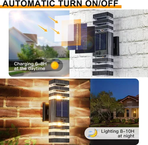 Miniatura 4 de Lámpara de pared con sensor de movimiento para exteriores, luces de porche arriba y abajo, moderna, del atardecer al amanecer, aplique exterior