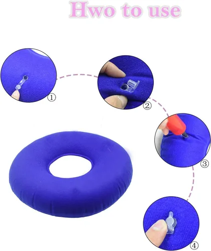 Miniatura 3 de Almohada de hemorroides, almohada inflable para aliviar el dolor del coxis, cojines de asiento de coxis para aliviar la presión de las úlceras