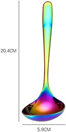 Miniatura 2 de Paquete de 2 cucharones de sopa de arco iris 304 de acero inoxidable con cuchara colorida para servir la cocina