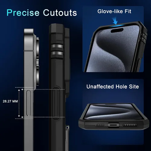 Miniatura 360 de DEERLAMN Funda para iPhone Xs Max con funda deslizante para cámara + protector de pantalla, soporte giratorio de anillo de grado militar a prueba