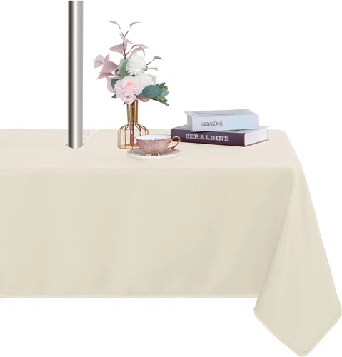 Fitable Cubierta de Mesa Ovalada Oblonga para Exteriores e Interiores - Mantel Lavable Impermeable Sin Arrugas con Cremallera y Orificio para Beige
