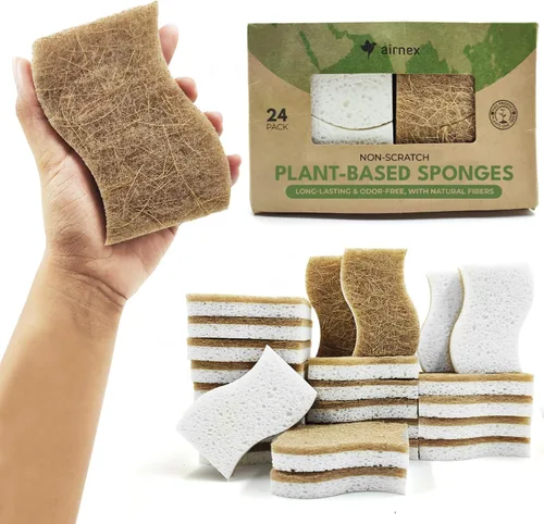 Miniatura 10 de AIRNEX - Esponja de cocina natural biodegradable - Esponja compostable de celulosa y fibra de coco (paquete de 6)