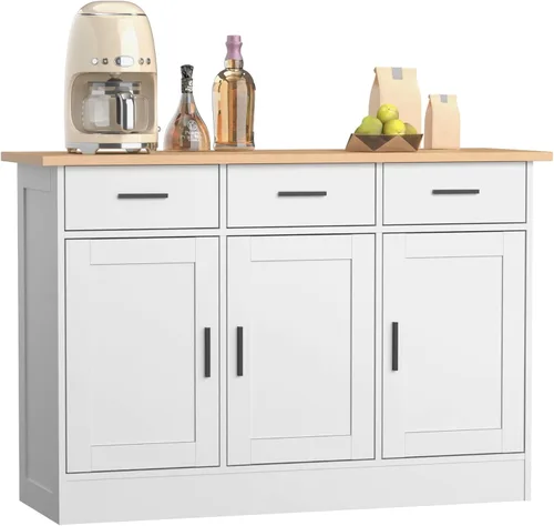 Miniatura 11 de Gabinete de buffet con almacenamiento – Buffets y aparadores Armario de almacenamiento de cocina, mesa consola de madera mesa de café bar armarios