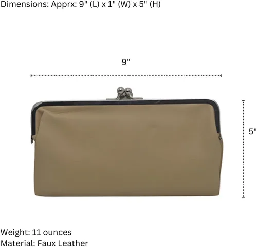 Miniatura 3 de Monedero de embrague de estilo vintage de doble marco, cartera de viaje para mujer