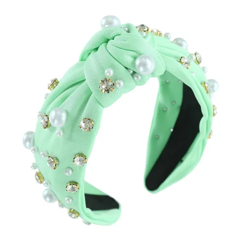 Miniatura 40 de Diadema anudada con joyas para mujeres y niñas, diadema de diamantes de imitación de cristal brillante, nudo superior ancho para mujer, diadema Negro