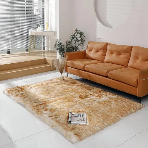 Miniatura 9 de linmopm Alfombra de piel sintética de pelo lanudo esponjoso negro de 2x6 pies para dormitorio, cabecera de la cama, suelo, sala de estar, cojín