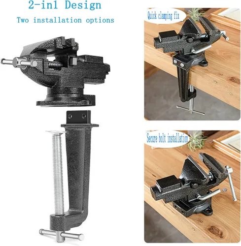 Miniatura 3 de MYTEC - Tornillo de banco o tornillo de mesa, mordaza multifuncional, tornillo combinado multifuncional con ajuste rápido, tornillo universal