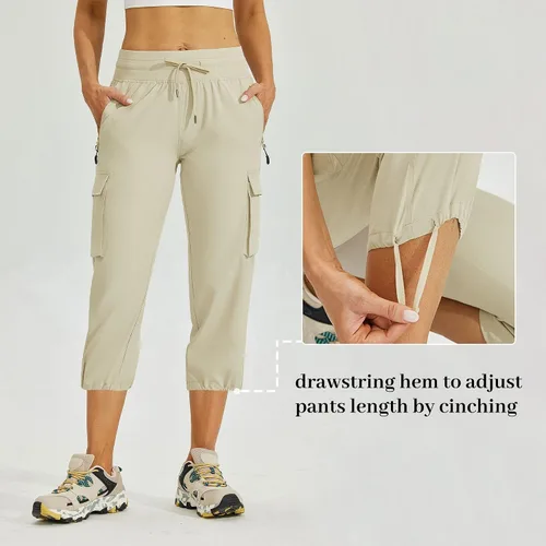 Miniatura 4 de Willit Pantalones de golf tipo cargo para mujer, con bolsillos, de secado rápido, ligeros, casuales para exteriores