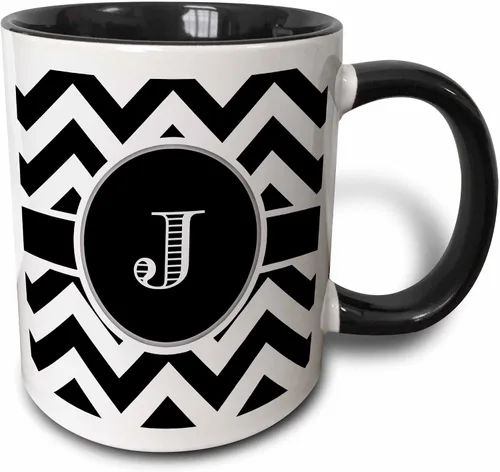 3dRose Taza, 15oz, Negro/Blanco