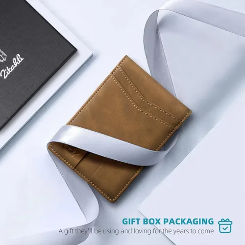 Miniatura 86 de Zitahli - Billetera delgada con 12 ranuras para tarjetas, ventana de identificación con clip para dinero, bolsillo frontal RFID plegable, pequeña