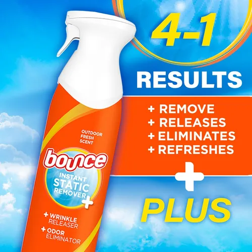 Miniatura 5 de Bounce Rapid Touch-Up 3 en 1 aerosol para ropa que quita arrugas, refresca la tela, elimina el olor y la estática, 9.7 onzas (paquete de 2)