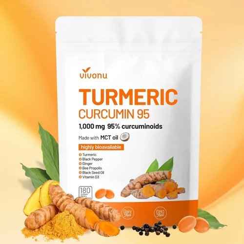 Cápsulas blandas de suplemento de cúrcuma 10 en 1, 95% de curcumina para 1000 mg, aceite Mct fabricado, suministro para 60 días con pimienta negra,