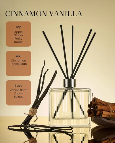 Miniatura 2 de M&SENSE Juego de difusor de varillas de vainilla y canela, difusor de aroma de 7.04 onzas para el hogar, difusor de aceite esencial natural