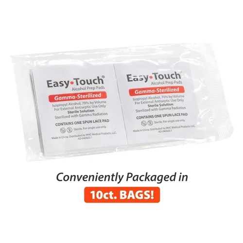Miniatura 3 de EasyTouch - Almohadillas de preparación de alcohol esterilizadas con gamma, envueltas individualmente, 10 por paquete, 1200 paquetes