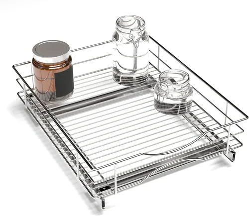 Home Zone Living Organizador de armario de cocina extraíble con cajón deslizante para ahorrar espacio, 17 pulgadas de ancho x 21 pulgadas de largo