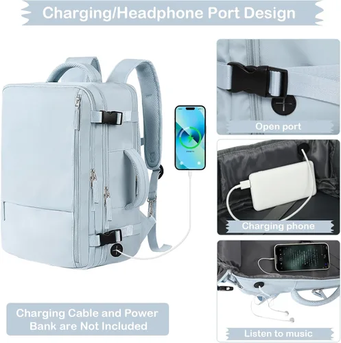 Miniatura 7 de Hanples - Mochila de viaje para mujeres y hombres, mochila grande de mano para artículos personales, mochila para laptop aprobada para vuelos TSA