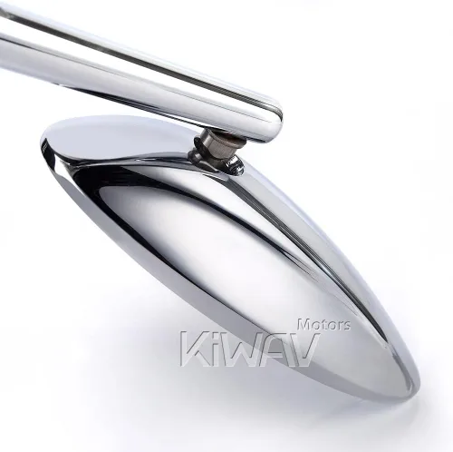 Miniatura 3 de KiWAV Espejos de motocicleta ultra cromados forma ovalada CNC aluminio 0.315 in compatible para scooter ciclomotor ATV Vespa Ducati Honda