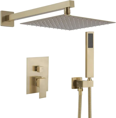 Miniatura 12 de BWE Juego combinado de ducha de mezclador de lluvia de lujo de 12 pulgadas cuadradas para baño, montado en la pared, sistema de cabezal de ducha