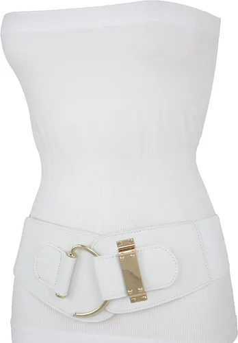 Miniatura 20 de TFJ - Cinturón ancho de moda para mujer, cintura alta, hebilla de gancho de metal dorado, talla XS, S, M, L, XL