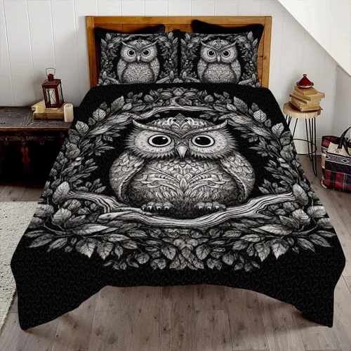 Miniatura 9 de Juego de edredón personalizado con patrón de búho, increíbles edredones de búhos tamaño queen, juegos de edredón individual para niñas, ropa de cama