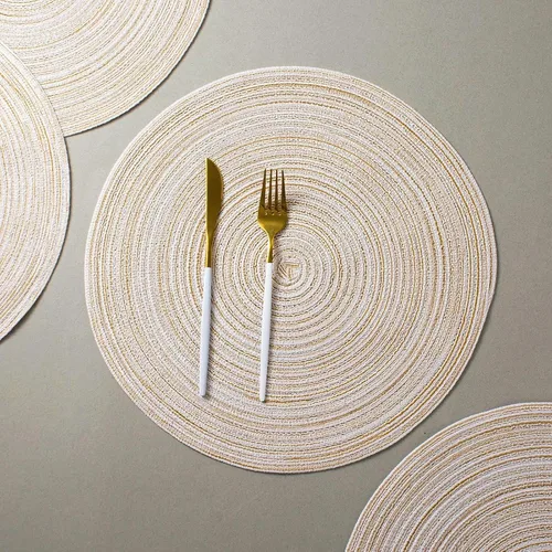 Miniatura 4 de AHHFSMEI Juego de 6 manteles individuales redondos trenzados para mesas de comedor, tejidos naturales, resistentes al calor, 15 pulgadas (beige)