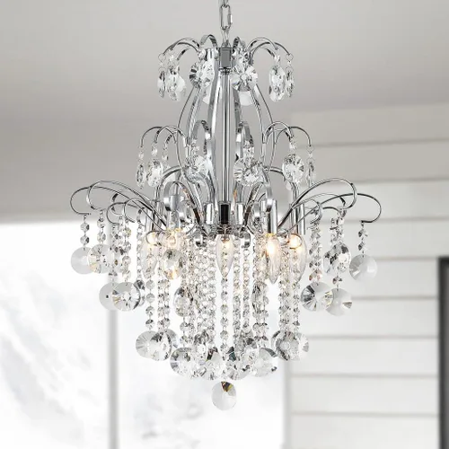 Miniatura 26 de WUZUPS Candelabro colgante de cristal con 5 luces, lámpara de techo moderna para dormitorio, pasillo, bar, cocina, baño, 20.3 pulgadas de alto