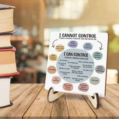 Miniatura 4 de Decoración inspiradora de oficina y trabajo, decoración rústica de madera para escritorio, regalos de salud mental, terapia, regalos de CannotControl