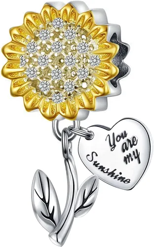 Sunflower Charm Fit for Pandora Charms Bracelet and Necklace You Are My Sunshine Charm Gifts for Women