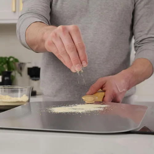 Miniatura 8 de Old Stone Pizza Kitchen - Pala de aluminio para pizza con mango de madera plegable, 12 x 14 pulgadas