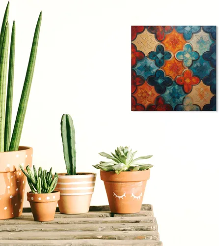 Miniatura 5 de Wynwood Studio Lienzo abstracto y contemporáneo envuelto – Quadro di Mosaico I, arte de pared para sala de estar, dormitorio y baño, 30 x 30