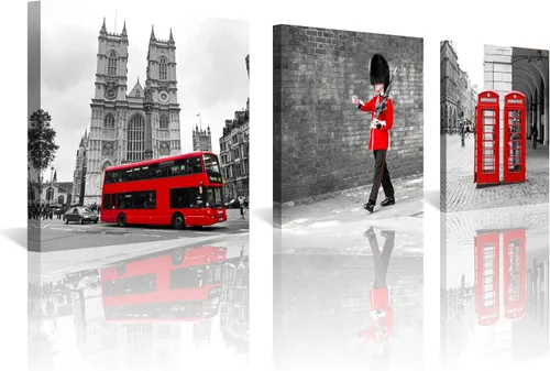 Miniatura 14 de NAN Wind 3 piezas de lienzo moderno Giclée impresiones en blanco y negro con paraguas rojos, lienzo romántico para parejas, pinturas de paisaje rojo