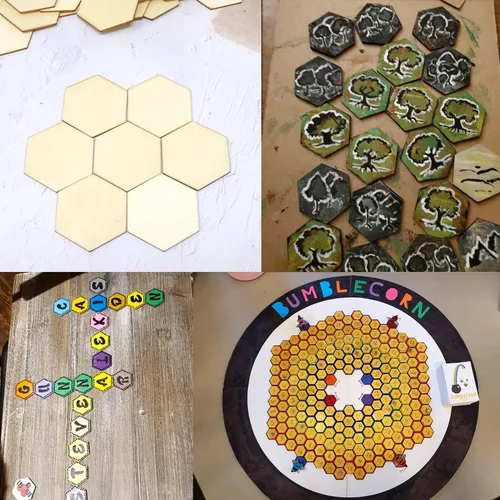 Miniatura 5 de Honbay 50 piezas de 1.57 pulgadas hexagonales en blanco sin terminar rebanadas de madera para manualidades, decoración del hogar, juegos, educación