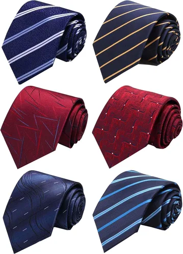 Miniatura 8 de WeiShang Lote de 6 corbatas clásicas de seda para hombre, corbatas tejidas jacquard