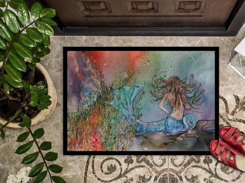 Miniatura 3 de Caroline's Treasures 8972MAT - Felpudo de sirena morena de fantasía de agua de 18 x 27 pulgadas, tapete para puerta delantera, para interiores