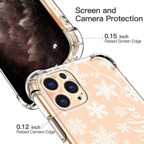 Miniatura 4 de LUXVEER Funda para iPhone 11 Pro con protector de pantalla, elegante diseño floral en TPU suave transparente, ajuste delgado, funda protectora