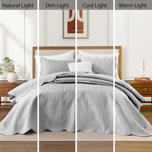 Miniatura 89 de MOONLIGHT20015 Edredón tamaño King (106 x 96 pulgadas) con 2 fundas de almohada (20 x 36 + 2 pulgadas) para todas las estaciones, juego de cama Azul