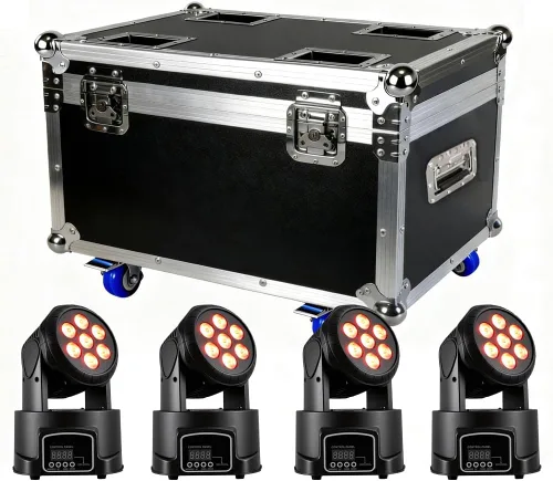 Miniatura 9 de MINGJIE Luces de DJ con cabeza móvil, 12 colores 7x10W LED foco de escenario de lavado con DMX y sonido activo, inclinación de 540° de inclinación