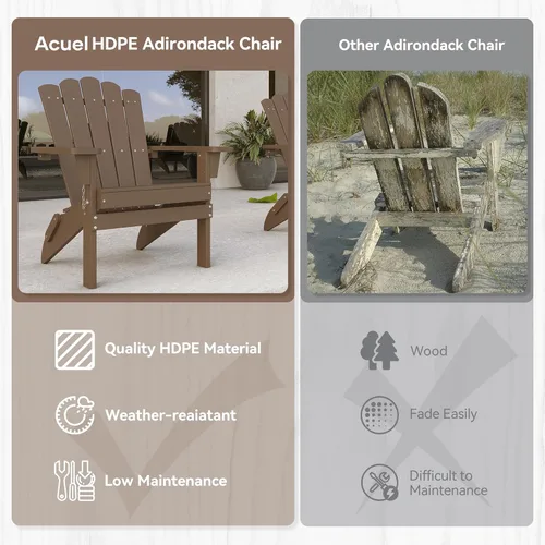 Miniatura 6 de Adirondack - Juego de 2 sillas plegables, sillas de patio resistentes a la intemperie con reposabrazos anchos y respaldo alto, silla para hoguera