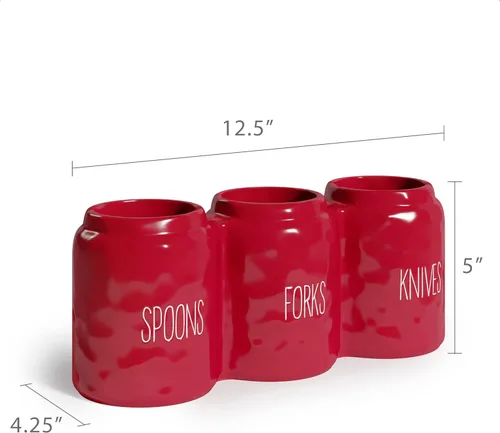Miniatura 4 de Barnyard Designs Organizador de cubiertos para encimera, organizador de cubiertos para cuchara, tenedor y cuchillo, soporte de cerámica