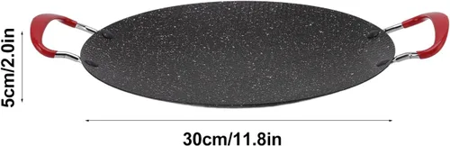 Miniatura 2 de Tyenaza Sartén coreana para barbacoa, sartén antiadherente para pizza, sartenes planas redondas, compatibles con estufas y inducción, para hornear