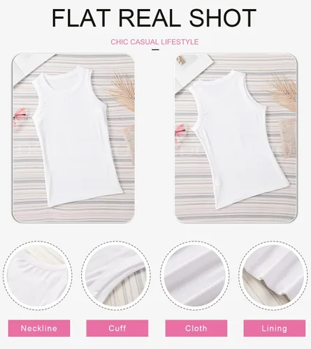 Miniatura 5 de Dokotoo - Camiseta ajustada sin mangas para mujer, con tirantes anchos y acanalados, espalda cruzada, deportiva, para entrenamiento