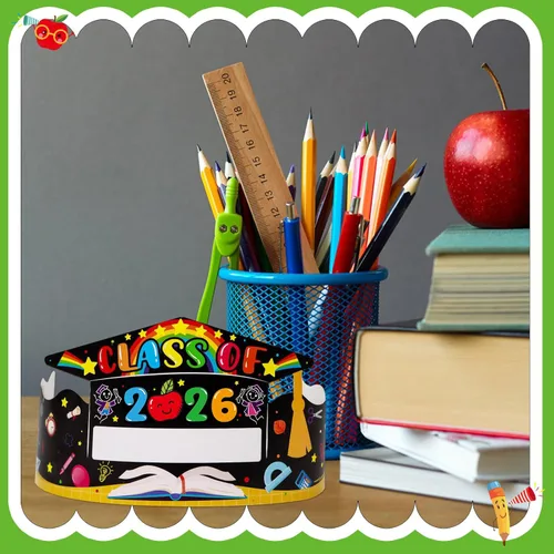 Miniatura 6 de SICOHOME Gorras de papel para niños, coronas de papel para estudiantes, jardín de infantes, suministros de fiesta preescolar, ajustables