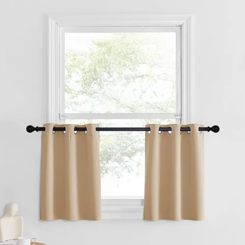 Miniatura 221 de NICETOWN Cortinas opacas de cocina para ventana sobre el fregadero, aislamiento térmico, decoración del hogar, pequeños niveles opacos con ojales