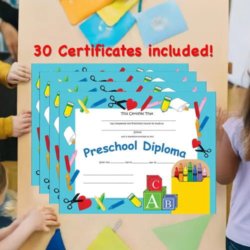 Miniatura 5 de Creative Shapes Etc. Paquete de 30 certificados de diploma preescolar de 11 x 8.5 pulgadas para días de graduación preescolar y logros escolares.