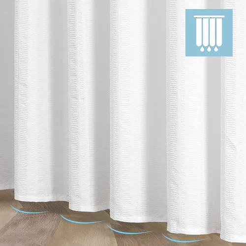 Miniatura 5 de Aiyufeng Moga - Cortina para ducha blanca con textura en relieve, cortina de tela para baño - Tela suave y lujo de spa hotelero, impermeable, Blanco