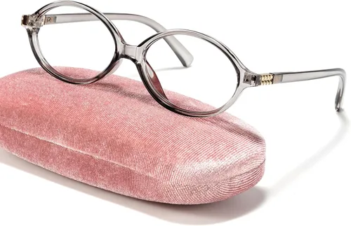 Miniatura 10 de Slocyclub - Lentes de bloqueo de luz azul de moda ovaladas para mujeres y hombres, anteojos vintage con armazón pequeño ovalado retro, Whiskey